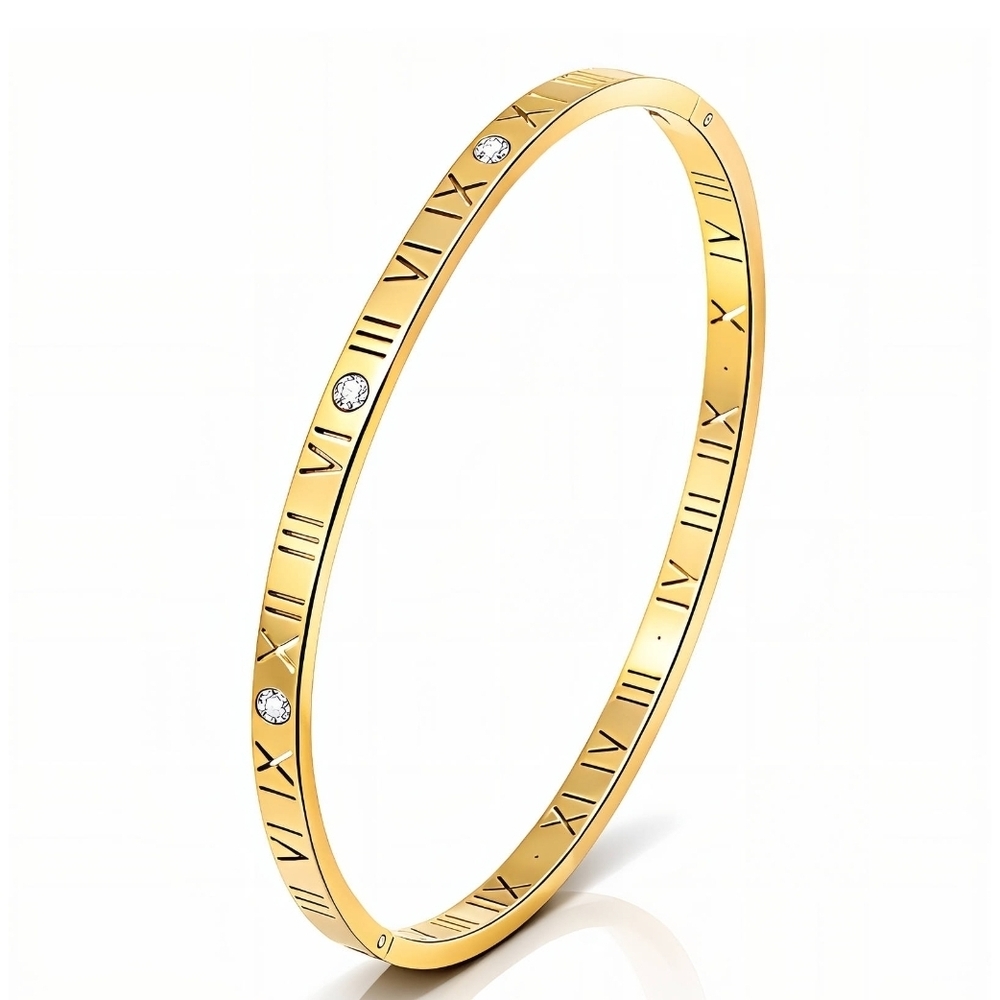 Elegant Gold Roman Numeral Bangle